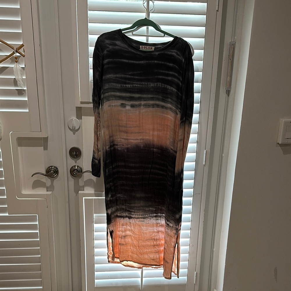 Bombay Dolan  Pink and Gray Long Sleeve Sheath Dress Anthropologie